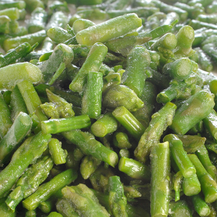 Asparagus tips and cut, deep-frozen
