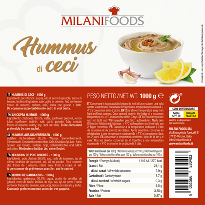Hummus di ceci con aglio e limone