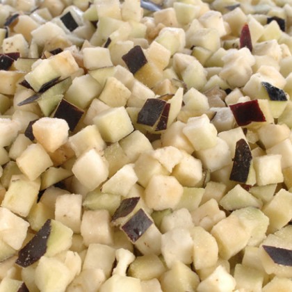 Aubergines, diced, deep-frozen