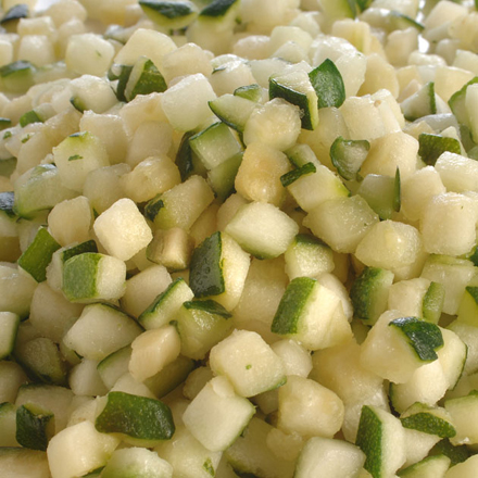Zucchini, diced, deep-frozen